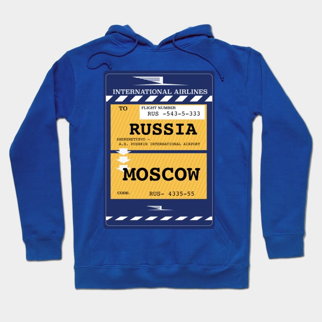 Russia Moscow travel ticket Hoodie by nickemporium1